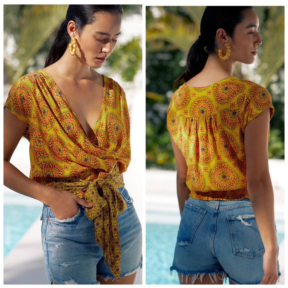 Anthropologie Maeve faux Wrap-Front Blouse
